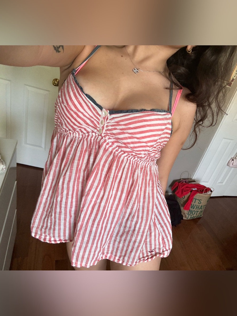 Hollister elena gilbert Y2k striped babydoll tank top medium
